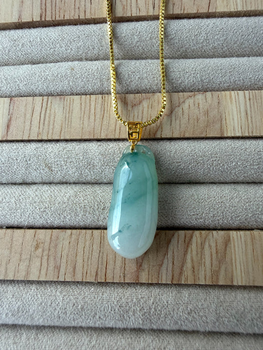 Blue Gourd Jadeite Necklace - 18K Gold