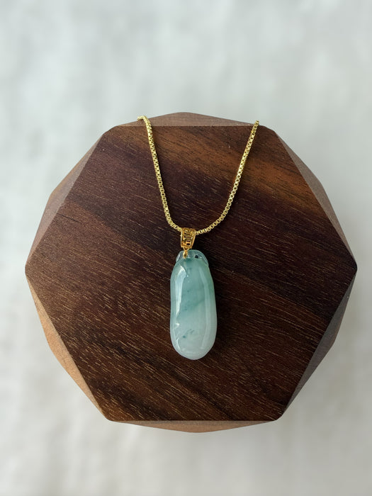 Blue Gourd Jadeite Necklace - 18K Gold