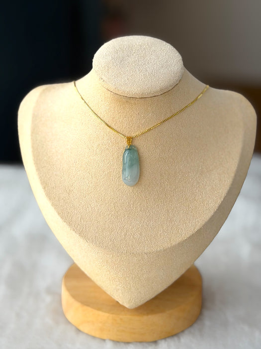 Blue Gourd Jadeite Necklace - 18K Gold