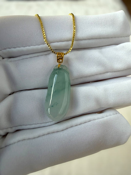 Blue Gourd Jadeite Necklace - 18K Gold
