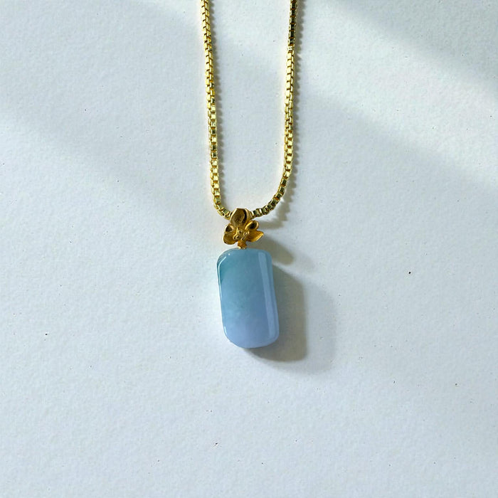 Purple Block Jadeite Necklace - 18K Gold