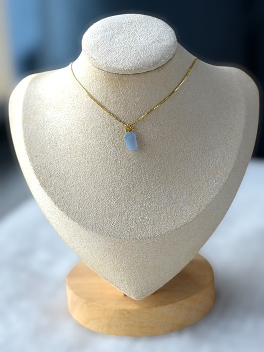 Purple Block Jadeite Necklace - 18K Gold