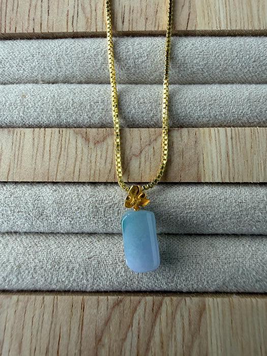 Purple Block Jadeite Necklace - 18K Gold