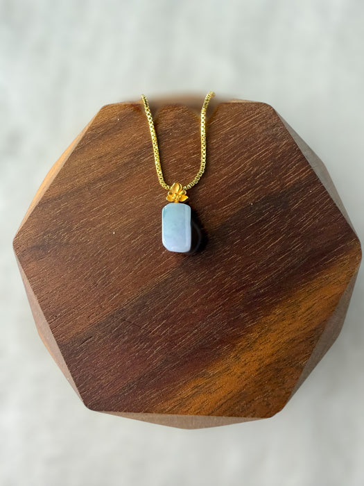 Purple Block Jadeite Necklace - 18K Gold