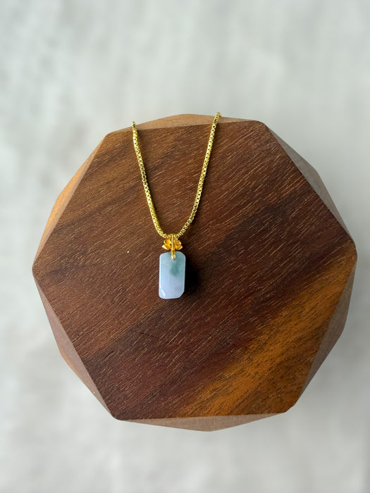 Purple Block Jadeite Necklace - 18K Gold