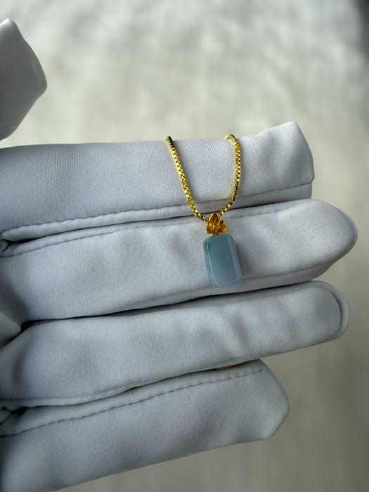 Purple Block Jadeite Necklace - 18K Gold