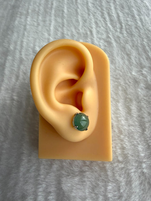 Round Cabochon Jadeite Earring Studs