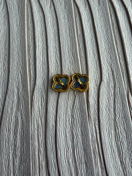 Green Clover Jadeite Earring Studs