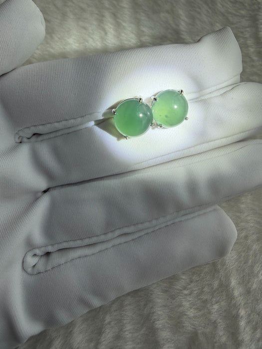 Round Cabochon Jadeite Earring Studs