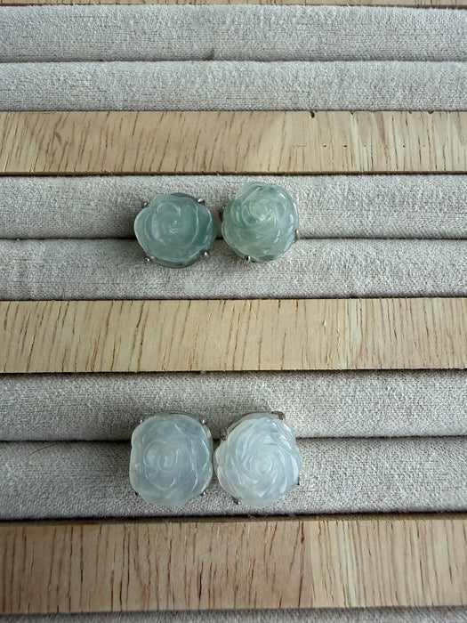 Rose Jadeite Earring Studs