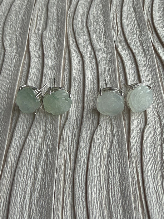 Rose Jadeite Earring Studs