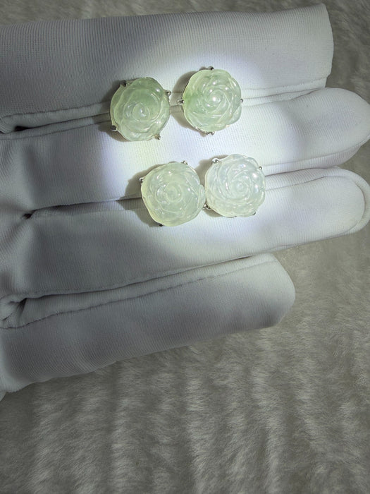 Rose Jadeite Earring Studs