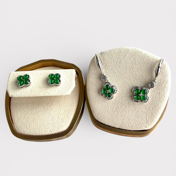Green Clover Jadeite Earring