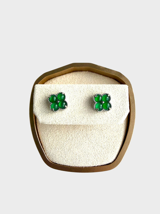Green Clover Jadeite Earring