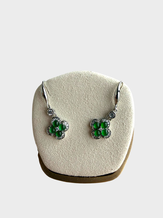 Green Clover Jadeite Earring