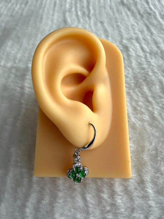 Green Clover Jadeite Earring