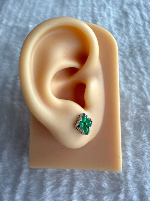 Green Clover Jadeite Earring