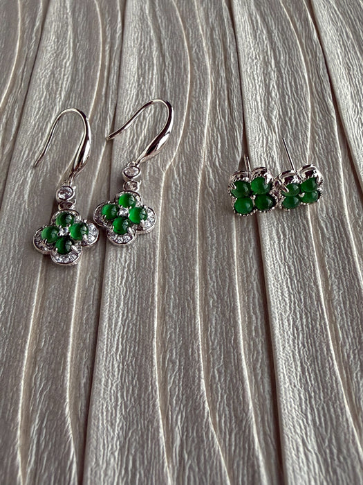 Green Clover Jadeite Earring