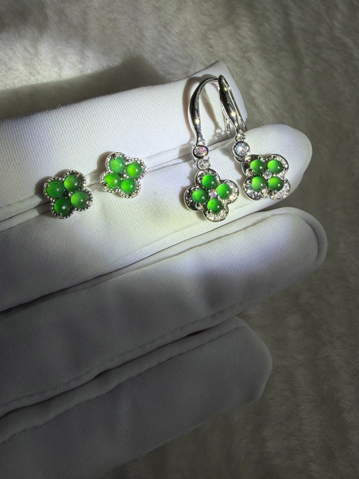 Green Clover Jadeite Earring