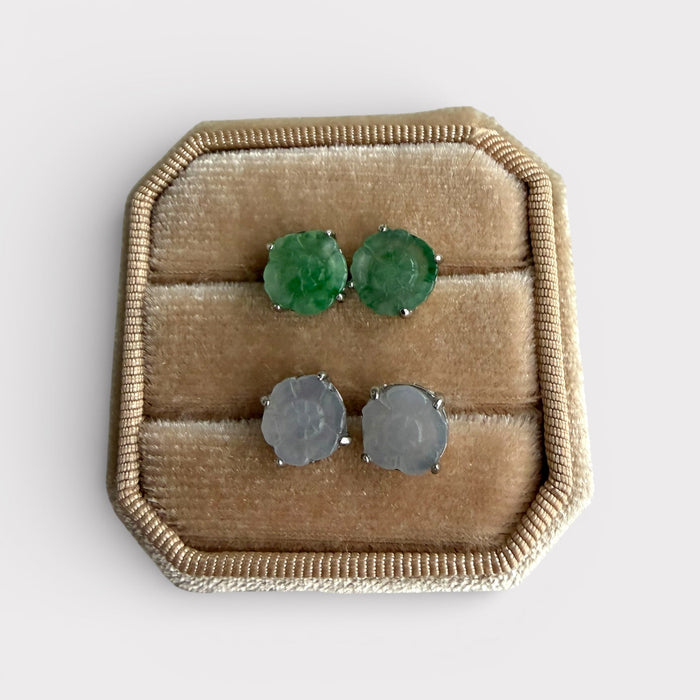 Floral Jadeite Earring Studs