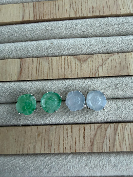 Floral Jadeite Earring Studs