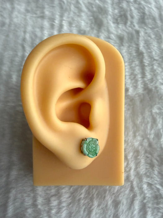 Floral Jadeite Earring Studs
