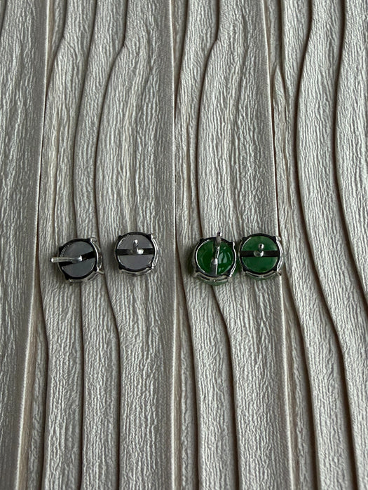 Floral Jadeite Earring Studs