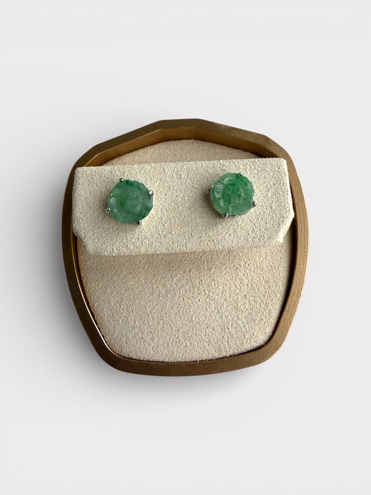Floral Jadeite Earring Studs