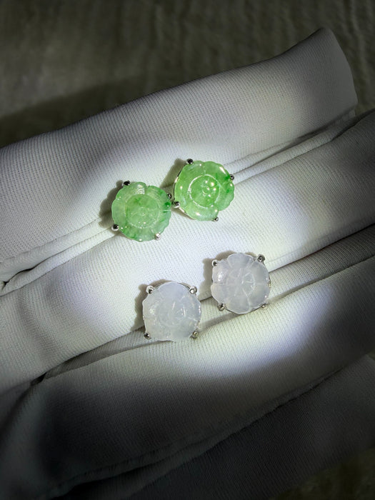 Floral Jadeite Earring Studs