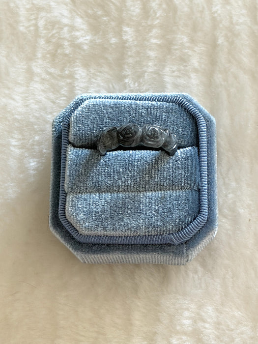 Black Wuji Jadeite Ring (Rose / Plum Blossom)
