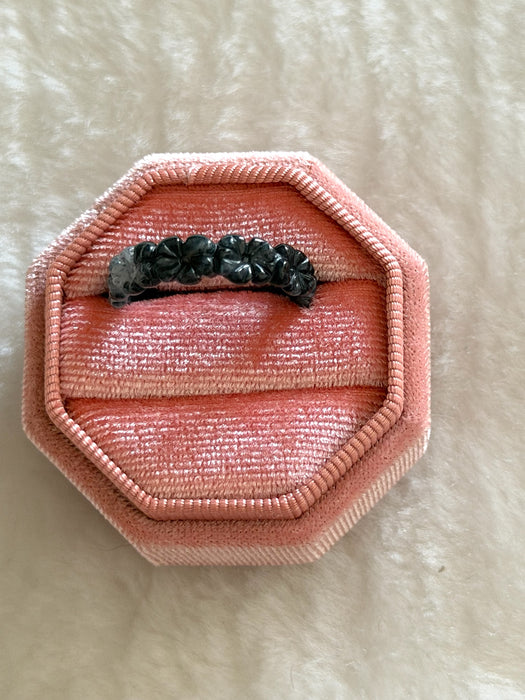 Black Wuji Jadeite Ring (Rose / Plum Blossom)