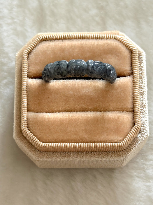 Black Wuji Jadeite Ring (Rose / Plum Blossom)