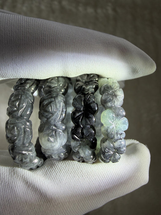 Black Wuji Jadeite Ring (Rose / Plum Blossom)
