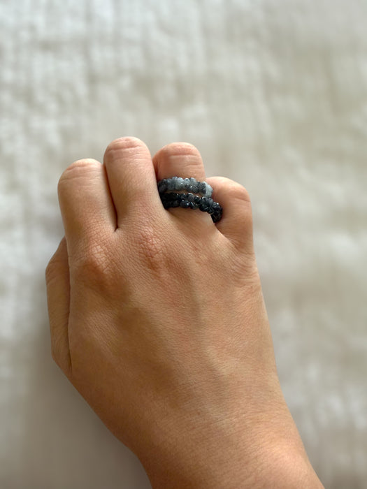 Black Wuji Jadeite Ring (Rose / Plum Blossom)