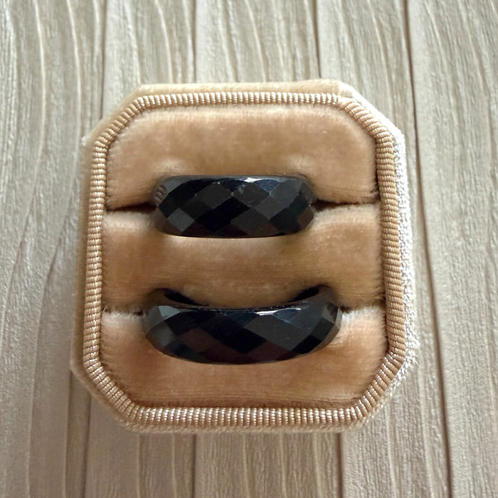 Black Faceted Mocui Jadeite Ring