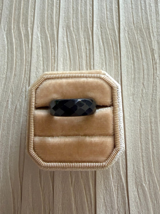 Black Faceted Mocui Jadeite Ring