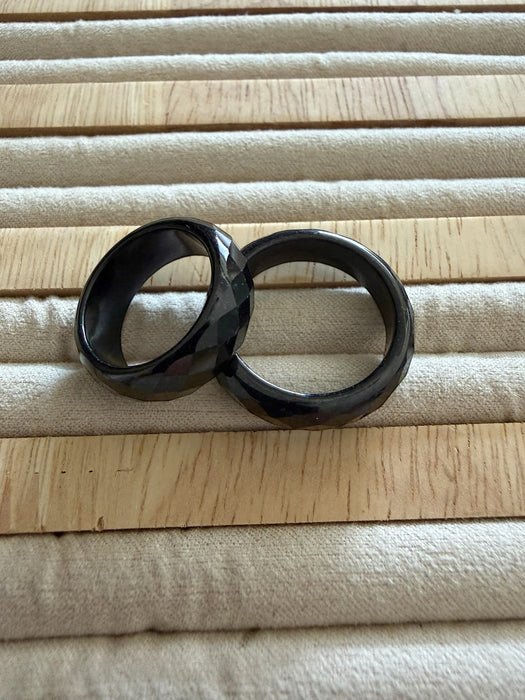 Black Faceted Mocui Jadeite Ring