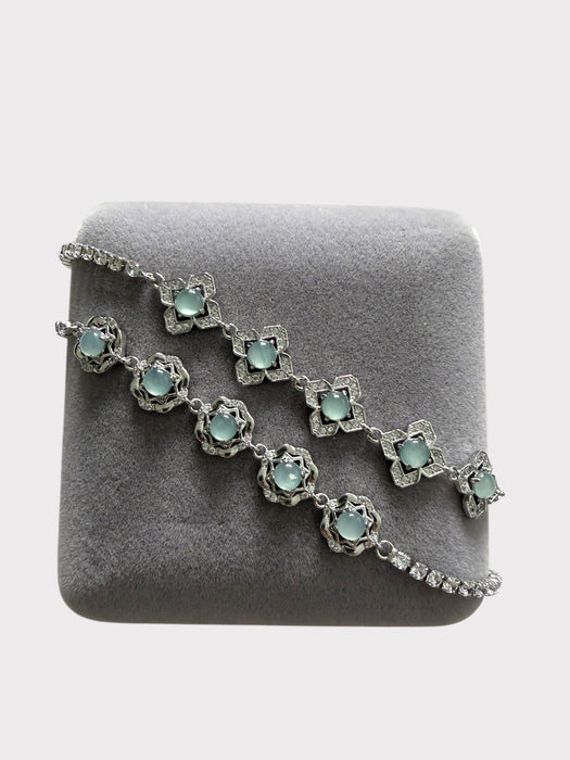 Blue Floral Jadeite Bracelet
