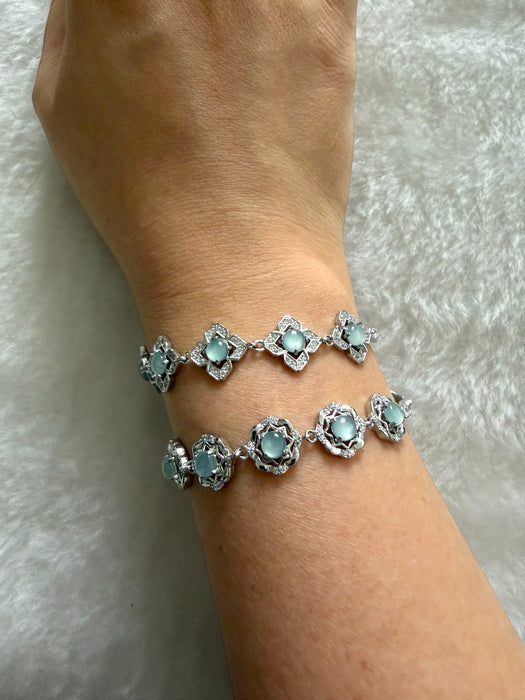 Blue Floral Jadeite Bracelet