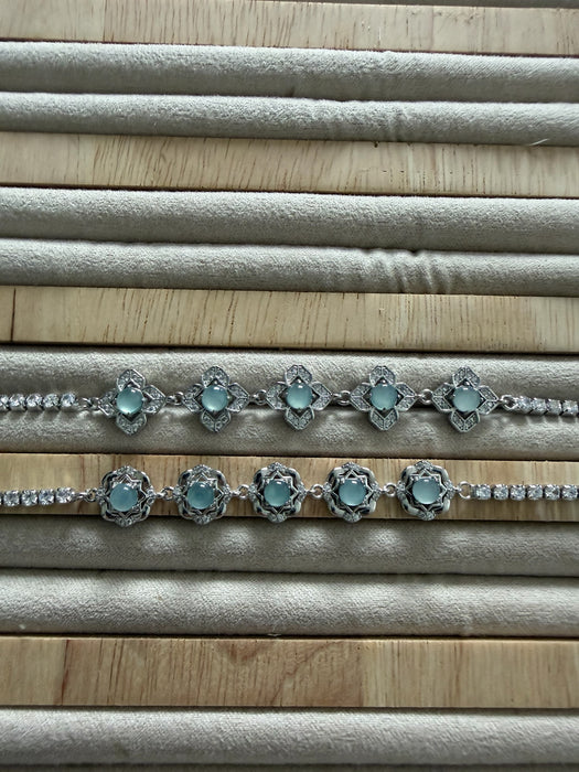 Blue Floral Jadeite Bracelet