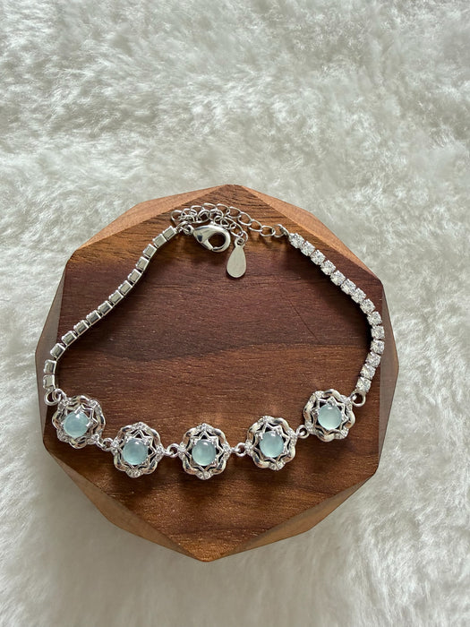 Blue Floral Jadeite Bracelet