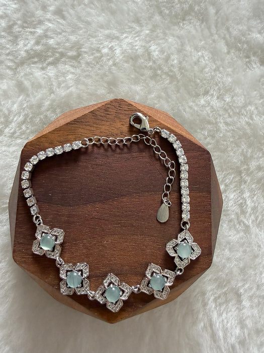 Blue Floral Jadeite Bracelet