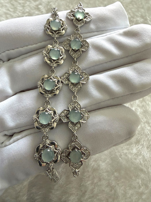Blue Floral Jadeite Bracelet