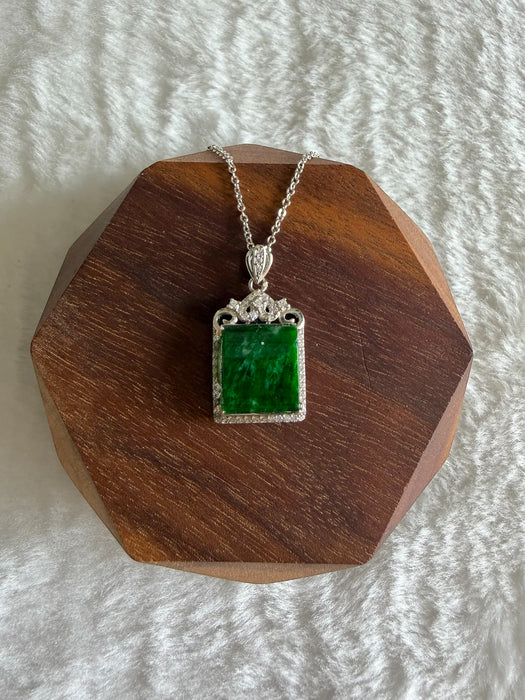 Green Square Jadeite Necklace
