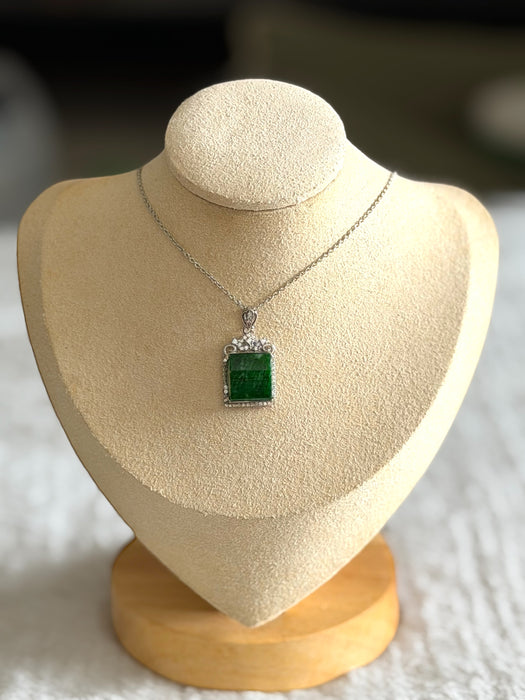 Green Square Jadeite Necklace
