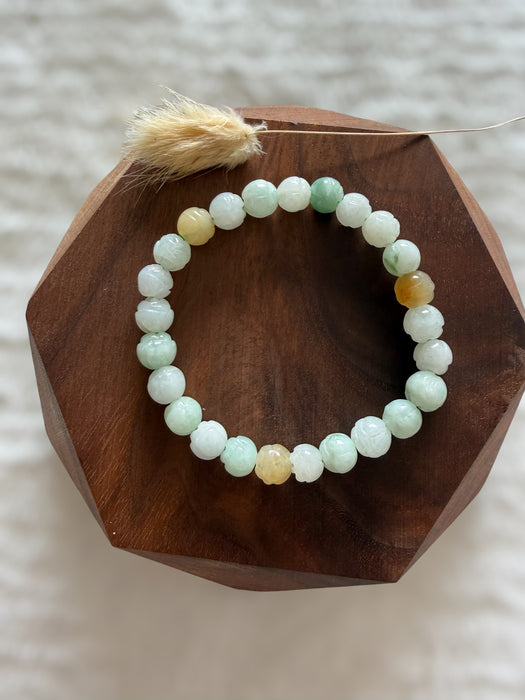 Lotus Flower Jadeite Bead Bracelet