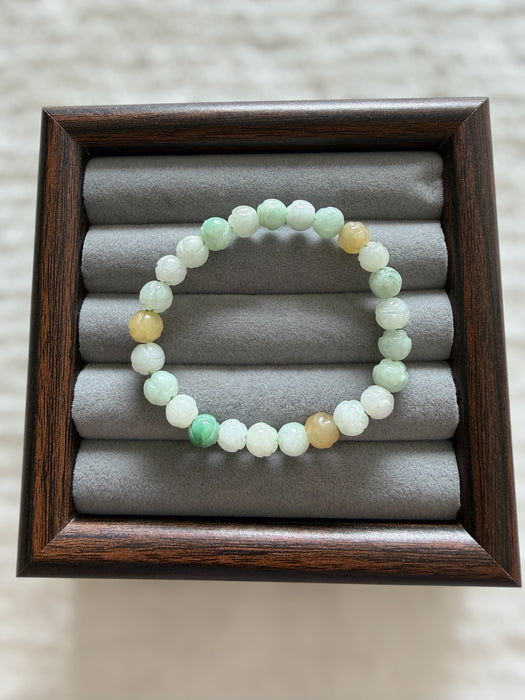 Lotus Flower Jadeite Bead Bracelet