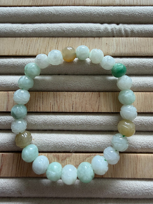 Lotus Flower Jadeite Bead Bracelet