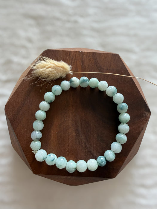 Blue Floating Flower Lotus Flower Jadeite Bead Bracelet