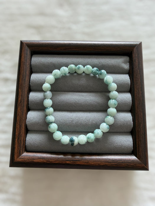 Blue Floating Flower Lotus Flower Jadeite Bead Bracelet